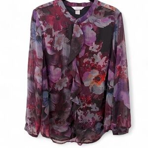 CJ Banks Floral Blouse - Purple and Red